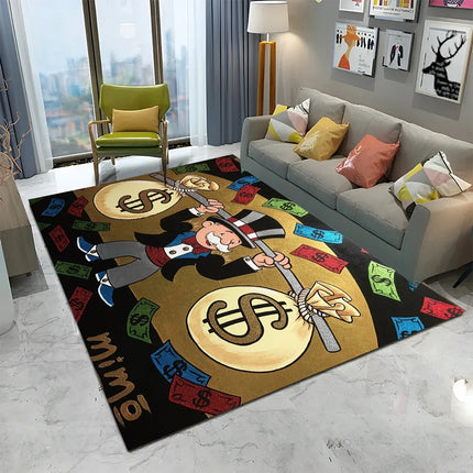 Dollar Monopoly Cartoon Retro Games Carpet Rug for Home Living Room Bedroom Sofa Doormat Decor,kids Area Rug Non-slip Floor Mat