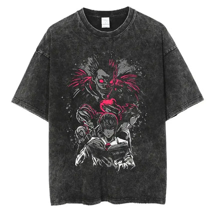 Death Note Misa Theme Double-Sided T-Shirt Dark Religious Style Illustration + "DEATH" Typography + Anime Gothic Subculture