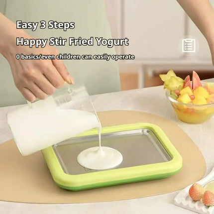 Household Small Stainless Steel Ice Stir Fry Machine - Spot Summer Yogurt Maker Children Homemade Yogurt Pudding Stir Fry Plate