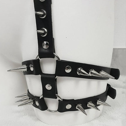 leather leg harnesses for women gothic Single-sided leg strap Adjustable Party Cosplay leather garter belt harness