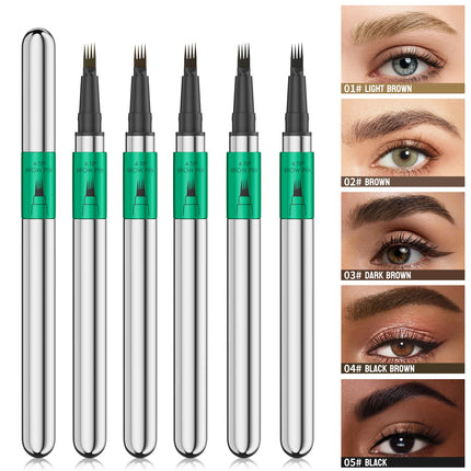 Hellokiss Waterproof Eyebrow Pen, Microblading Eyebrow Pencil With 4 Split Head, Natural Looking Brows Makeup ( 5 Colors)