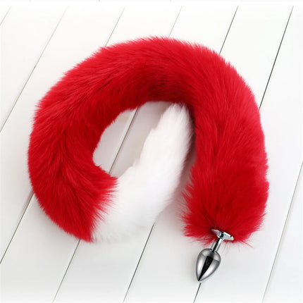 78cm Red Long Fox Tail Anal Plug Metal Butt Plug Prostate Massager Erotic Cosplay Accessories Adult Novelty Sex Toys For Couples