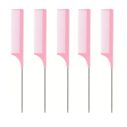 Professional Hair Tail Combs Stainless Steel Salon Cut Styling Comb Spiked Hair Care Styling Tools Barber Accessories Fine Teeth