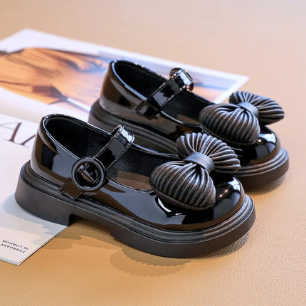 2025Autumn New Kids Leather Shoes Fashion Cute Girl Shoe Anti Slip Soft Comfor Kid Casual Shoes Exquisite Elegant Retro Princess