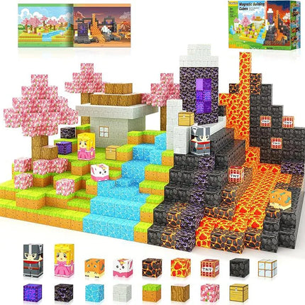 Magnetic Building Blocks Mine World Magnet Cube for Stacking Construction Set Educate Sensory Toys Kids Boys Girls Ages 3+ DIY