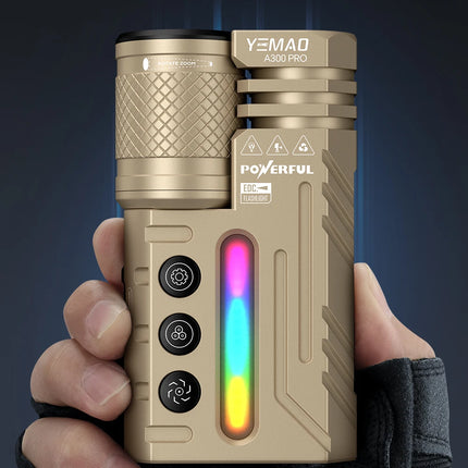 Rechargeable EDC Flashlight, 3500LM Dual-Core LED with Fixed & Zoomable Beams, RGB Ambient Light, Magnetic Base, USB-C Charging
