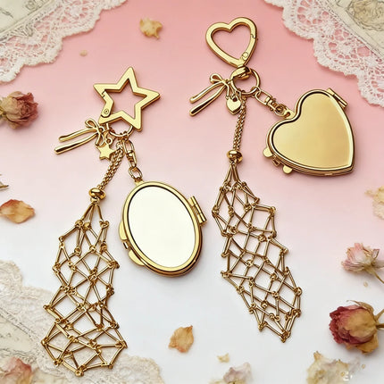 New Golden Stainless Steel Lipstick Pouch Keychain Decoration Fashion Portable Lippy Storage Bag Hanging Keyring Hanging Gift