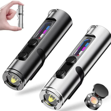 Mini Keychain LED Flashlight USB Rechargeable Waterproof Magnetic EDC Torch Pocket Light for Outdoor Camping Hiking Emergency
