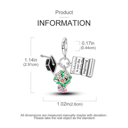 100% 925 Sterling Silver Graduation Season Series Owl Bachelor's Hat Charms Beads Fit 3mm 925 Original Bracelets DIY Jewelry