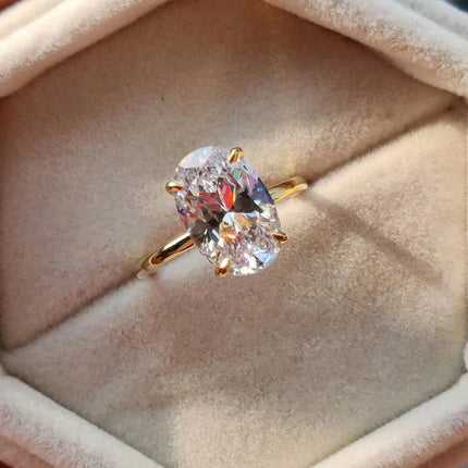 925 Sterling Silve Gorgeous Shiny 1-8CT Zircon Oval Stone Ring For Women Engagement Wedding Luxury High Quality Fine Jewelry
