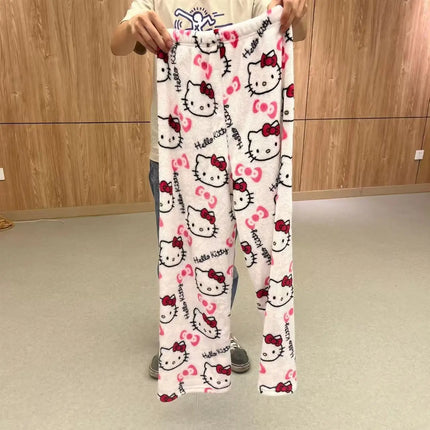 Sanrio Hello Kitty Women's Pajamas Pants Girl Pajama Pants Y2K Cartoon Anime Couple Leisure Home Pants Home Clothing Nighty Gift