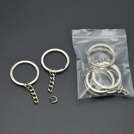 50/100pcs Stainless Steel Metal Blank Keyring Keychain Split Rings DIY Keyfob Keys Ring Lobster Clasp Key Pendant Chains Buckles