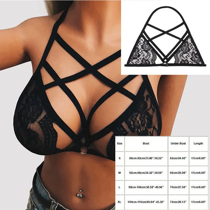 Sexy Bandage Bras Binding Sraps Lingerie Breathable Sexuable  Black Cupless Bra Hollow Elastic Cage Bra Bandage Strappy