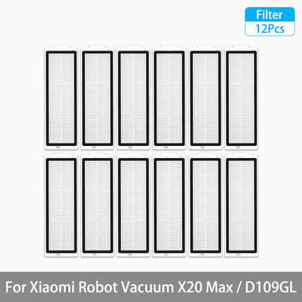 For Xiaomi Robot Vacuum X20 Max / D109GL Parts Accessories Main Brush Side Brush Hepa Filter Mop Cloth Dust Bag Replacement