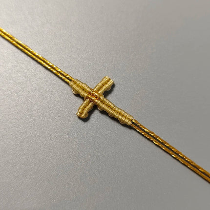 Hand-Woven Macrame Cross Bracelet Adjustable Bohemian Style Jewelry for Women Girls