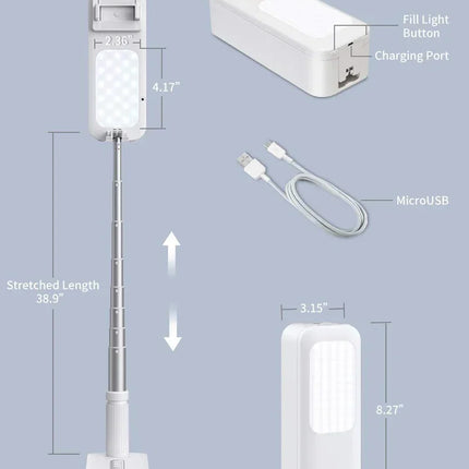 Multifunction PTZ Mobile Phone Live Dual Holder with 1000mAh Fill Light  Bluetooth Remote Control Retractable Shooting Stand
