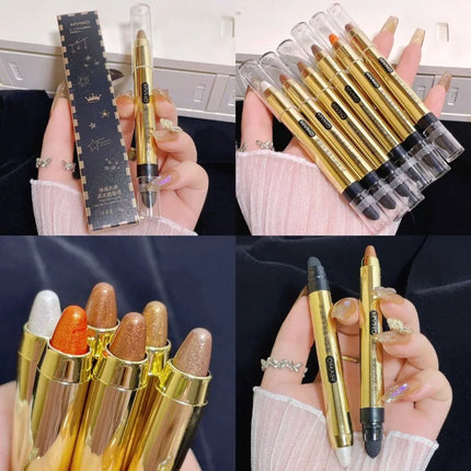 1Pcs Shimmering Highlight Stick Lazy Glitter Eyeshadow Pencil for Bright Eyes Dazzling Effect Makeup Highlighter Cosmetics White