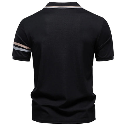 AIOPESON Men's Lightweight Breathable Polo Shirt Half Zipper Collar Solid Color Casual Summer Fashion Top