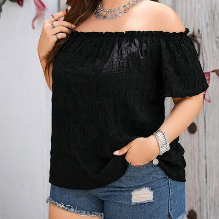 Solid Color Shirt with Wood Grain Edges One Shoulder Loose Casual Texture Loose Casual Shirt