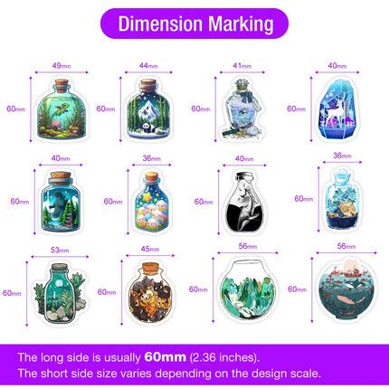 Bottle Microscopic Scenery Stickers Fantasy DIY Kids Toy Gift Decal for Phones Luggage Decorative Designs  Laptops Waterproof