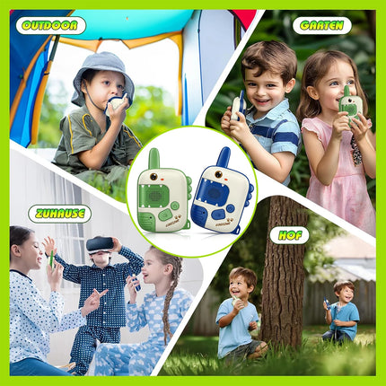 Kids Walkie Talkies 2 Pack, Cute Dinosaur Design Long Distance Transmission, Portable 2 Way Radio Toy for Outdoor Camping Hiking