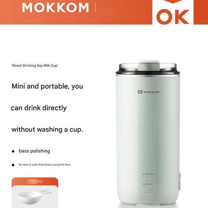 MOKKOM Mini Soy Milk Maker, Single-Person High-Speed Blender, Direct Drinking Juicer, Household Fully Automatic Mini Portabl