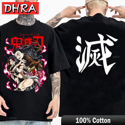 Demon Slayer T Shirt Nezuko Tshirt Women Kimetsu No Yaiba Top Tees Japanese Anime Tanjirou Kamado Tops Manga Harajuku T-shirt