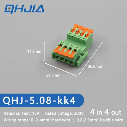 5.08 Threaded Terminal - Welding Free Docking  Handle Spring Plug Quick Connect Suitable for LED Terminal Blocks
