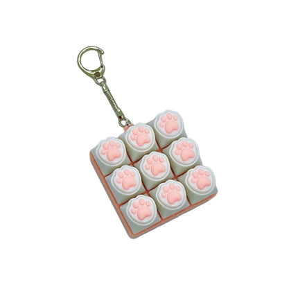 Portable Cat's Paw Shape Fidget Keychain 9Keys Keys Button Finger Keyboard Cap Relief Stress Keycap Keyboard Clicker Pass Time