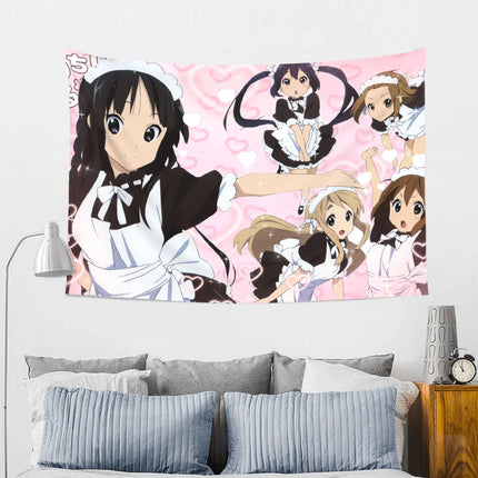VIKAMA Soft Tone Girl Maid Outfit Tapestry Pink Love Anime Background Cloth Ins Style Hanging Cloth Room Decoration