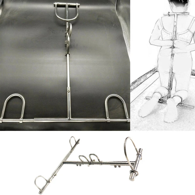 Stainless Steel Sex Furniture Frame Dildo Spreader Bar Unisex Bondage Cuffs Anklet Collar Sex for Men Adult Toys Men sex game