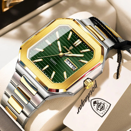 POEDAGAR Business Men's Watch Waterproof Luminous Date Week Classic Watches For Men Stainless Steel Men's Quartz Wristwatch Reloj