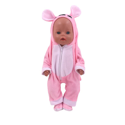 Summer Short Sleeved Set Animal Pattern Jumpsuit Pajamas For 43cm Baby Doll&18inch American Doll Accessories,Our Generation Gift