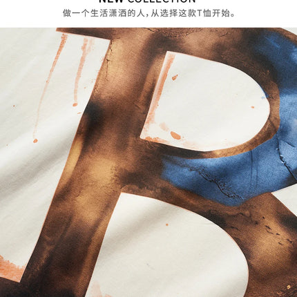 Supzoom New Arrival Summer High Street Splash Ink Printing Neutral O-neck Casual Heavy Texture Cotton Ins Loose Men T shirt