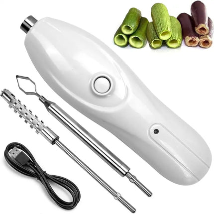 ASWUT-Corer Tool Portable Vegetable Corer Cordless,Electric Scraping Scale Machine With 2 Cutter,Stainless Steel Fruit Digging