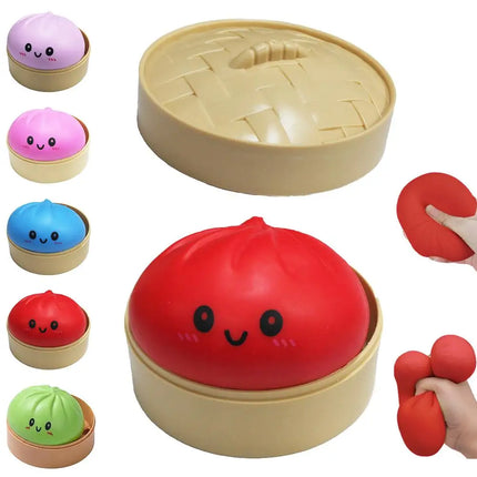 Stress Relief Squeeze Toy-Simulated Dumpling&Baozi,Reusable Low Rebound Sensory Dough Ball For Relieve Anxiety&Release Emotions