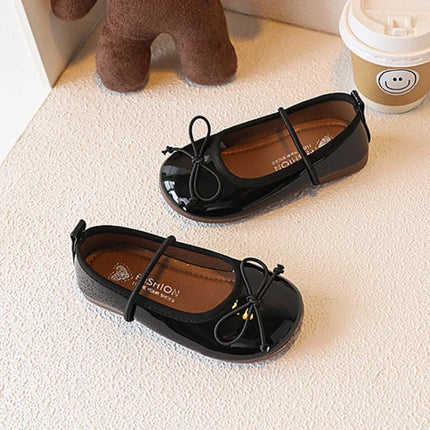 Girls' Loafer Shoes Round-toe Versatile Kids Leather Shoe Spring Autumn Bowknot New Children's Flats for Princess Ballet Fashion