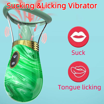 Sucking Licking Vibrator 2 in 1 Tongue Licking Clitoris Nipples Sucker Massager for Women Vacuum Stimulator Sex Toys Adult Goods