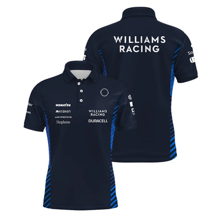 Williams Racing Polo Shirt for Men Carlos Sainz 55 Alex Albon 23 T-shirt Outdoor Sports Quick Dry Top Daily Plus Size Men's Polo