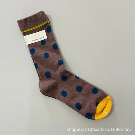 Bonne Maison French Small Batch Women's Fun Oil Painting Style Mid-Calf Cotton Dopaamine Colorful Socks Moisture Wicking Sweat
