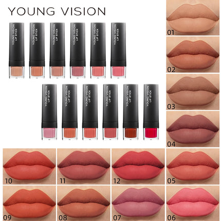 YOUNG VISION Matte Mist 12 Color Lipstick Velvet Non stick Cup Moisturizing Lipstick