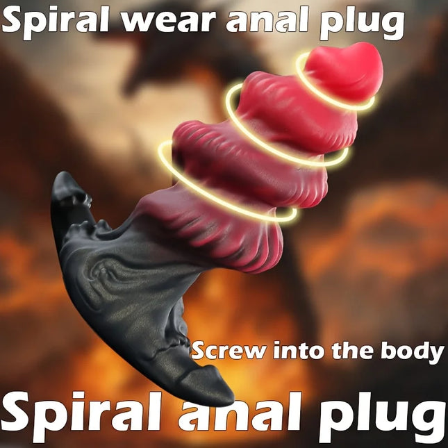 Spiral anal plug wearable dildo with four sizes, efficient suction cup type sex toy, G-spot stimulation masturbator, adult sex toys