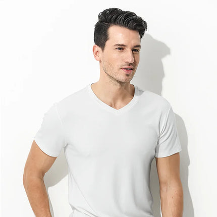 94% Modal 6% Spandex Summer Short Sleeve T-shirt Men Crew Neck Solid Color Casual Underwear Brand High Quality Mens Clothing New
