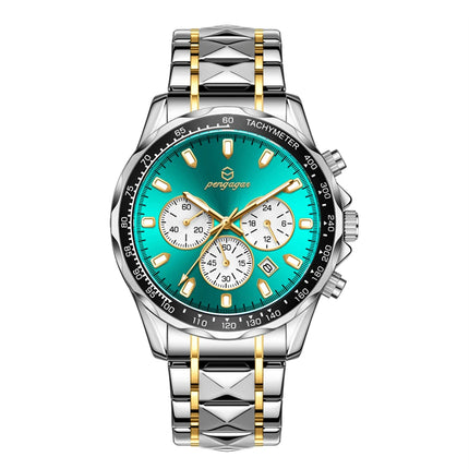 PENGAGAR Luxury Watches Men Business Waterproof Luminous Fashion Stainless Steel Date Week Band Male Quartz Watch Reloj