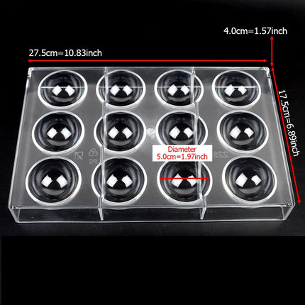 Beginner-Friendly 3D Polycarbonate Chocolate Mold, Easy-Release Sphere Mold for Chocolate Bombs & Bars
