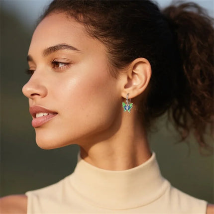 New in 925 Sterling Silver Lucky Clover Earrings for Women Girl Green Leaf Ear Studs Fine Jewelry Fashion Luxury Anniversary