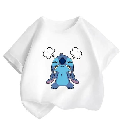 Limited Time Low Price Candy Color Stitch Kids T-Shirts | Summer New | Cute Cartoon Crew Neck Short Sleeve Tops for Boys & Girls