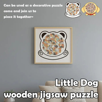 135pcs Cute Dog and Bear Shape Wooden Puzzle Irregular Animal Stress-Relief Game Jigsaw Home Decor Puzzle Gifts For Pet lovers