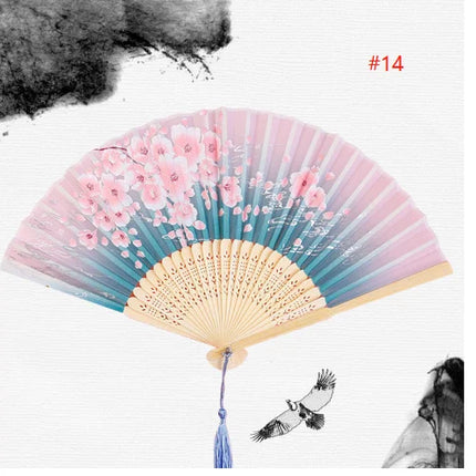 Folding Hand Fan Weddings Traditional Chinese Japanese Korean Art Craft Gift Bamboo Room Dance Props Wood Fans Home Decorations