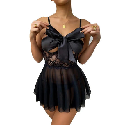 Sexy Lingerie Women Crotchless Sleepwear Summer Pajamas Lace Female Night Dress Erotic Costumes Underwear Nightgown G-string